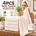 4PCS Bath Towels Soft Coral Fleece Absorbent Quick Dry White Towels