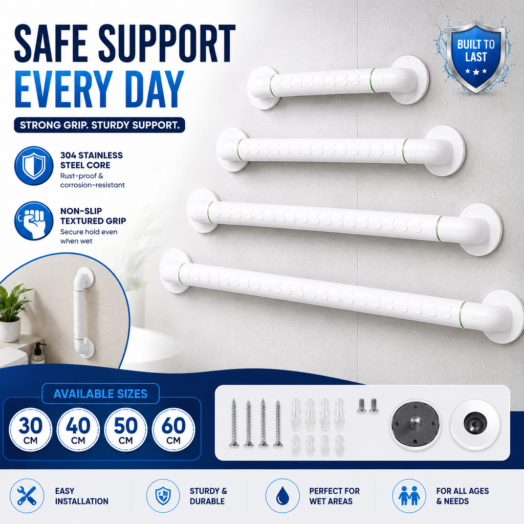Bathroom Grab Rail Non Slip Shower Safety Handle Stainless Steel Elderly Disable