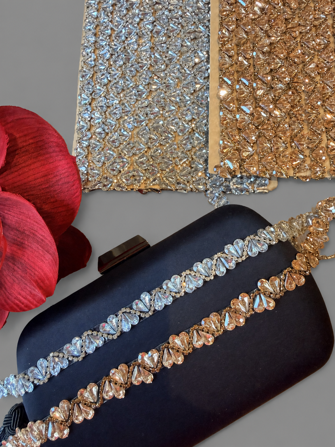 Iron On Crystal Leaf Rhinestone Trim for Bridal Dresses & Sewing – 1 Yard