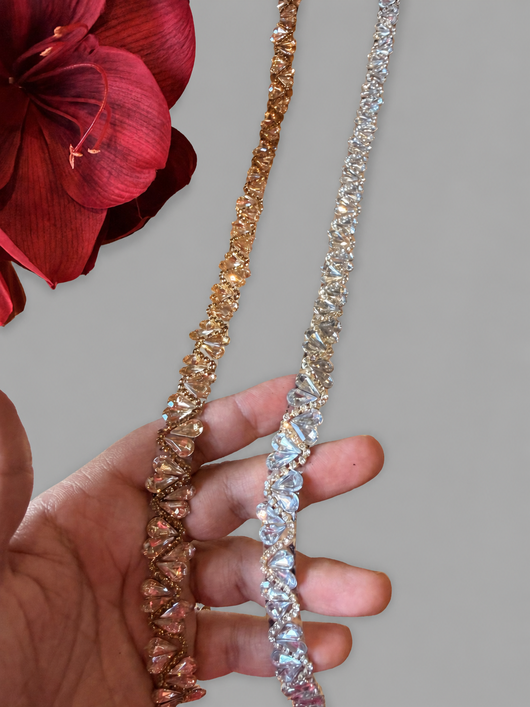 Iron On Crystal Leaf Rhinestone Trim for Bridal Dresses & Sewing – 1 Yard