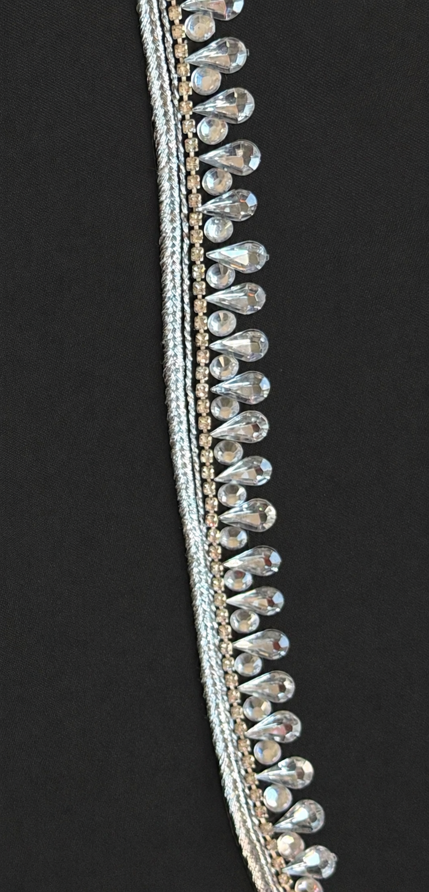 Iron On Teardrop Crystal Rhinestone Trim for Bridal Dresses & Sewing – 1 Yard