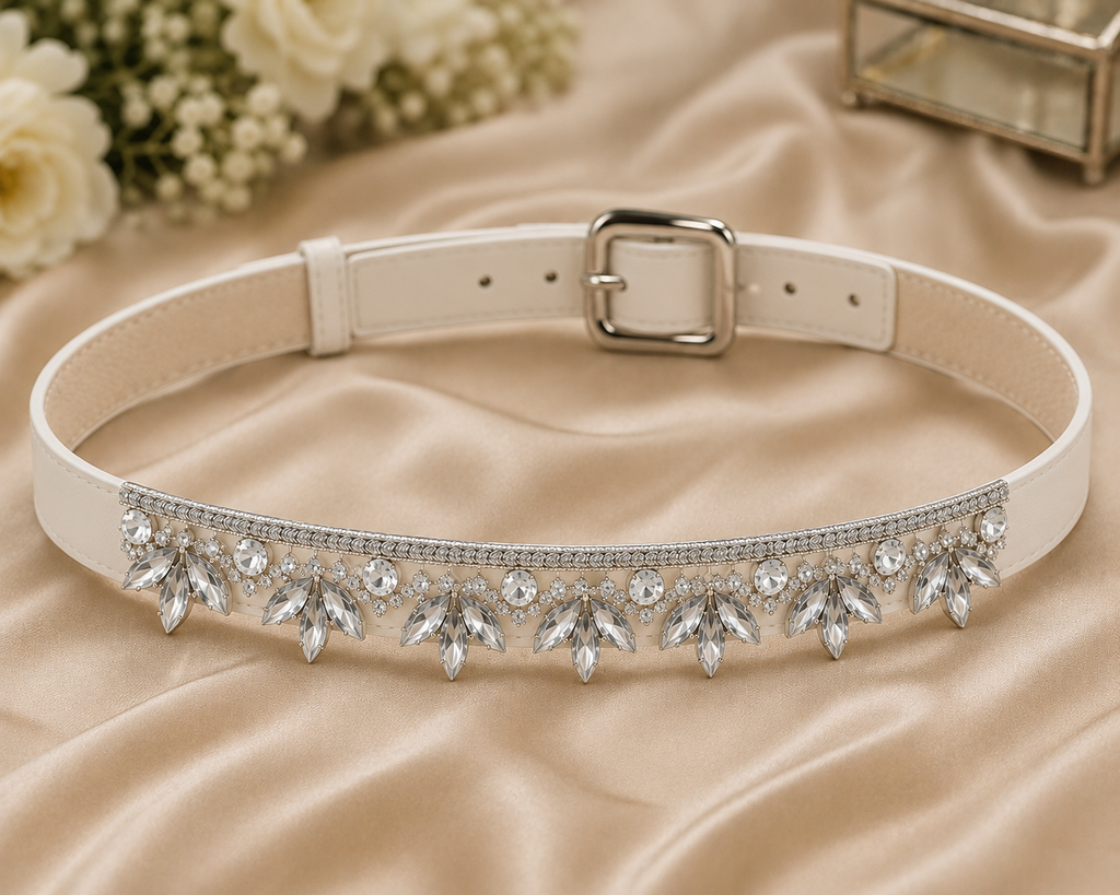 Iron On Crystal Leaf Rhinestone Trim for Bridal Dresses & Sewing – 1 Yard