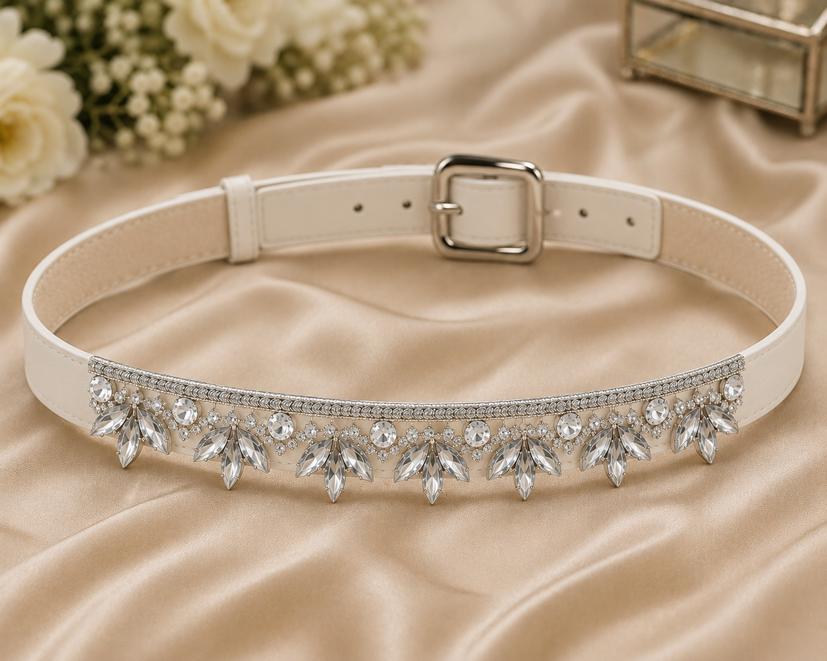 Iron On Crystal Leaf Rhinestone Trim for Bridal Dresses & Sewing – 1 Yard
