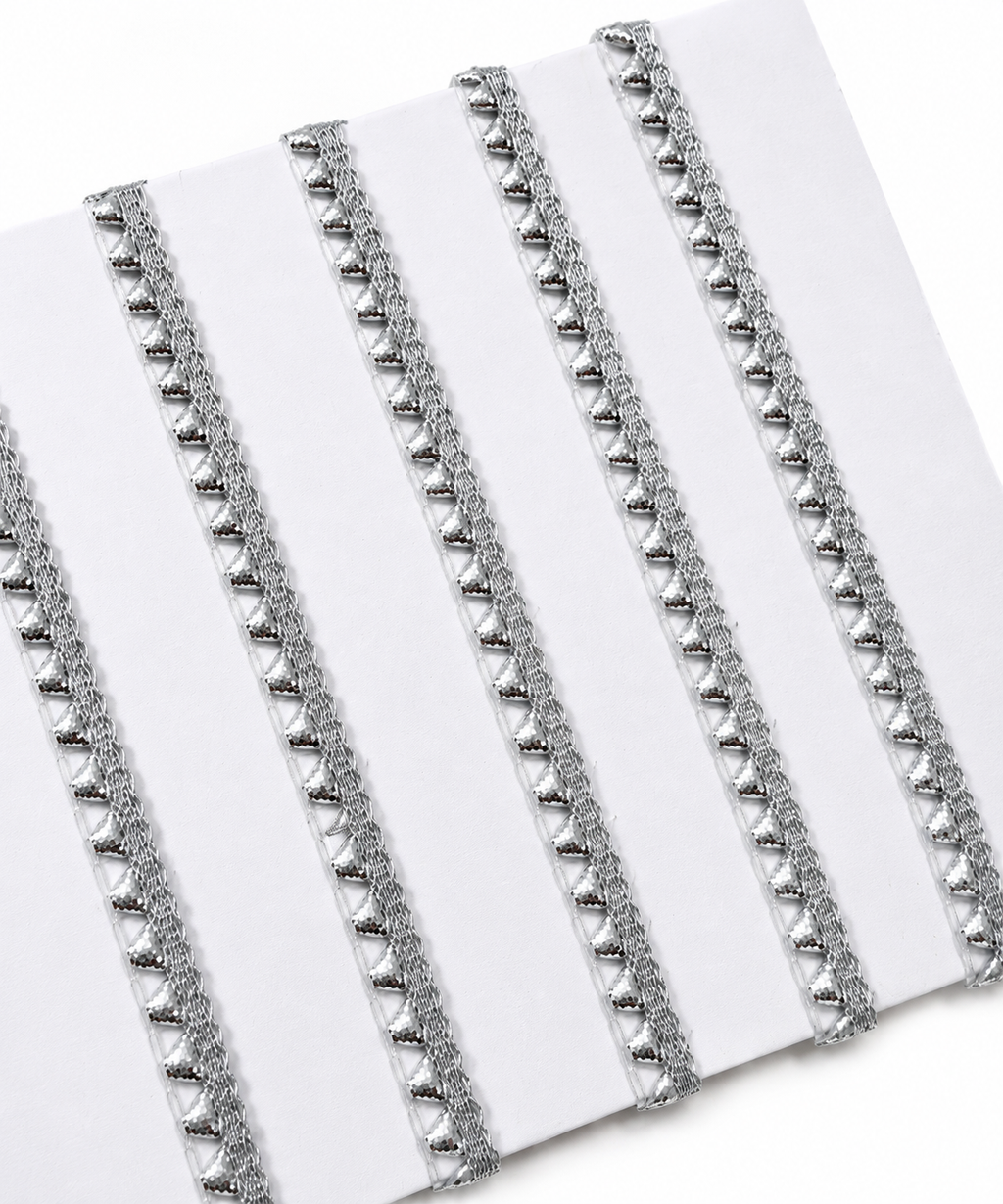 Silver Metallic Zari Lace Trim 6mm x 5m Scalloped Mesh Ribbon Gota Style Sewing Craft Border