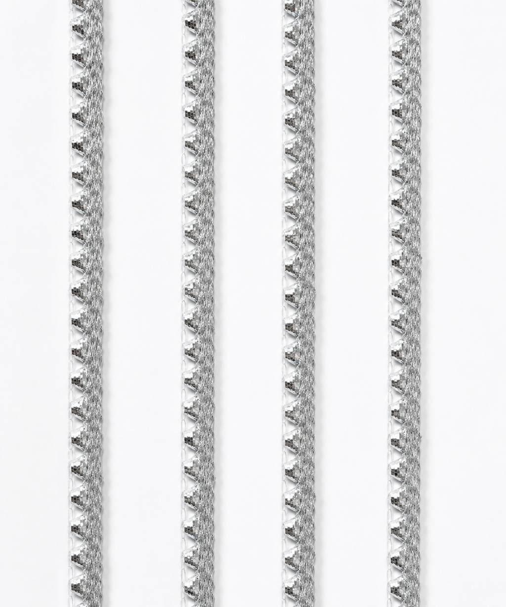 Silver Metallic Zari Lace Trim 6mm x 5m Scalloped Mesh Ribbon Gota Style Sewing Craft Border